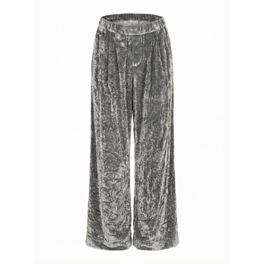 Trace Pleated Crushed Velvet Drawstring Trousers