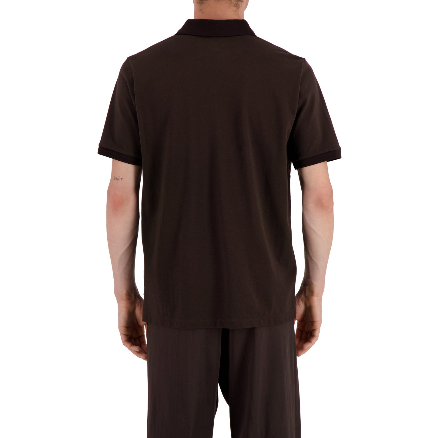 Frank Ss Octopus Embroidery Jersey Cotton Piquet Polo Dark Chocolate Brown
