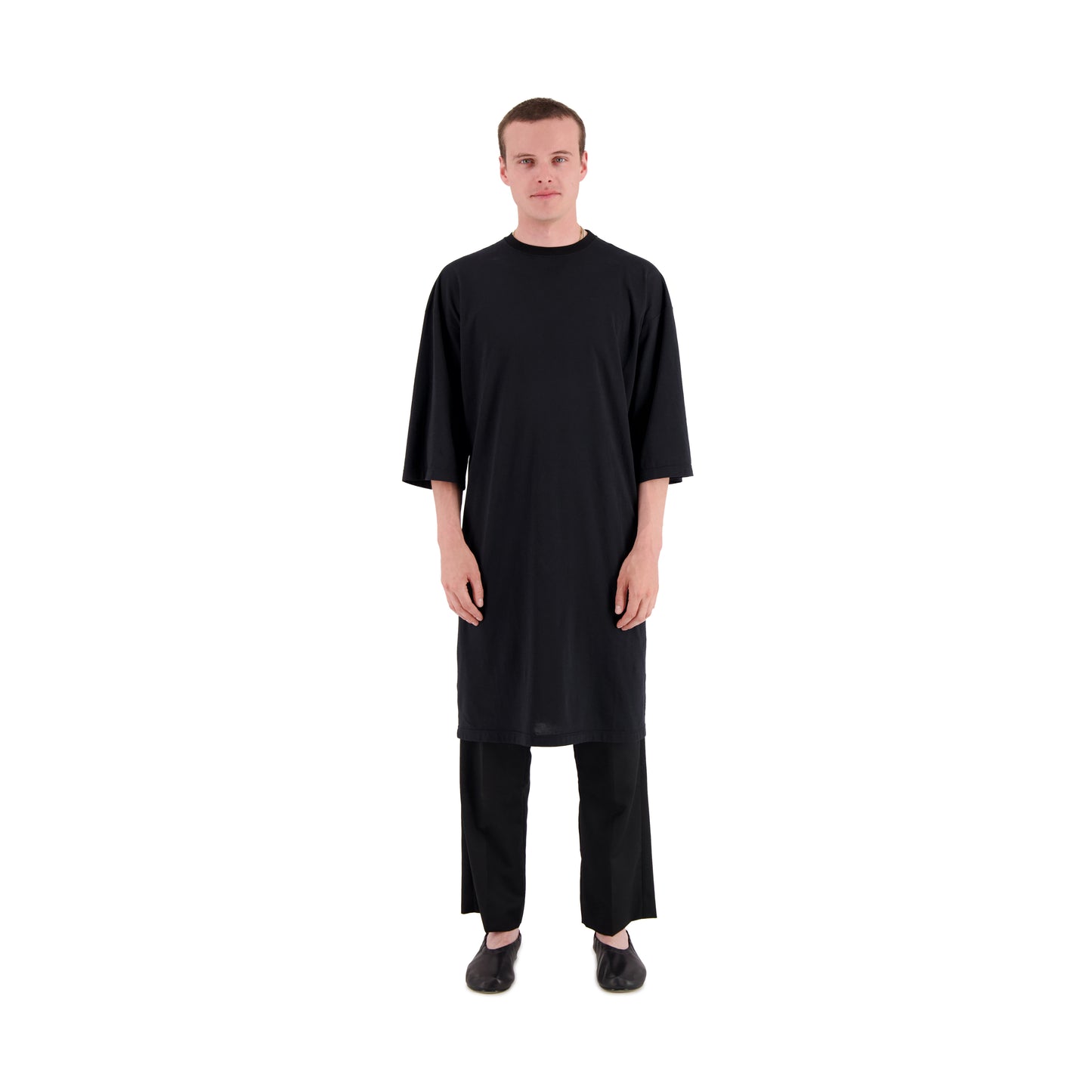 Damien Jersey Cotton Extralong T Shirt Black