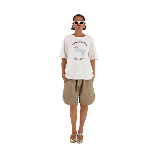 Peter Dolphin Print Jersey Cotton T Shirt White