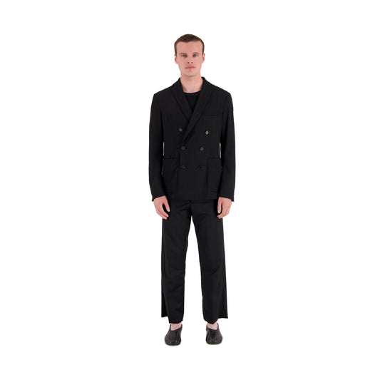 Lucien Unlined Double Breasted Wool Jacket Black
