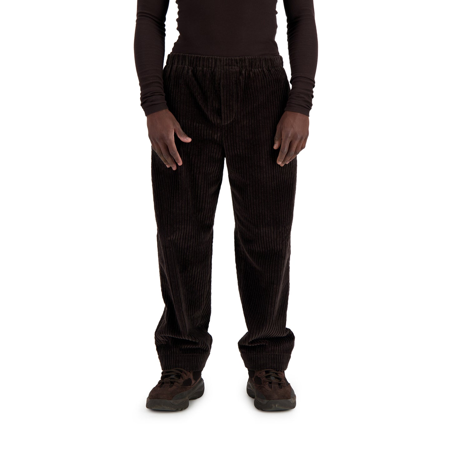 Ed Unlined Exaggerated Cotton Corduroy Drawstring Trousers Dark Chocolate Brown