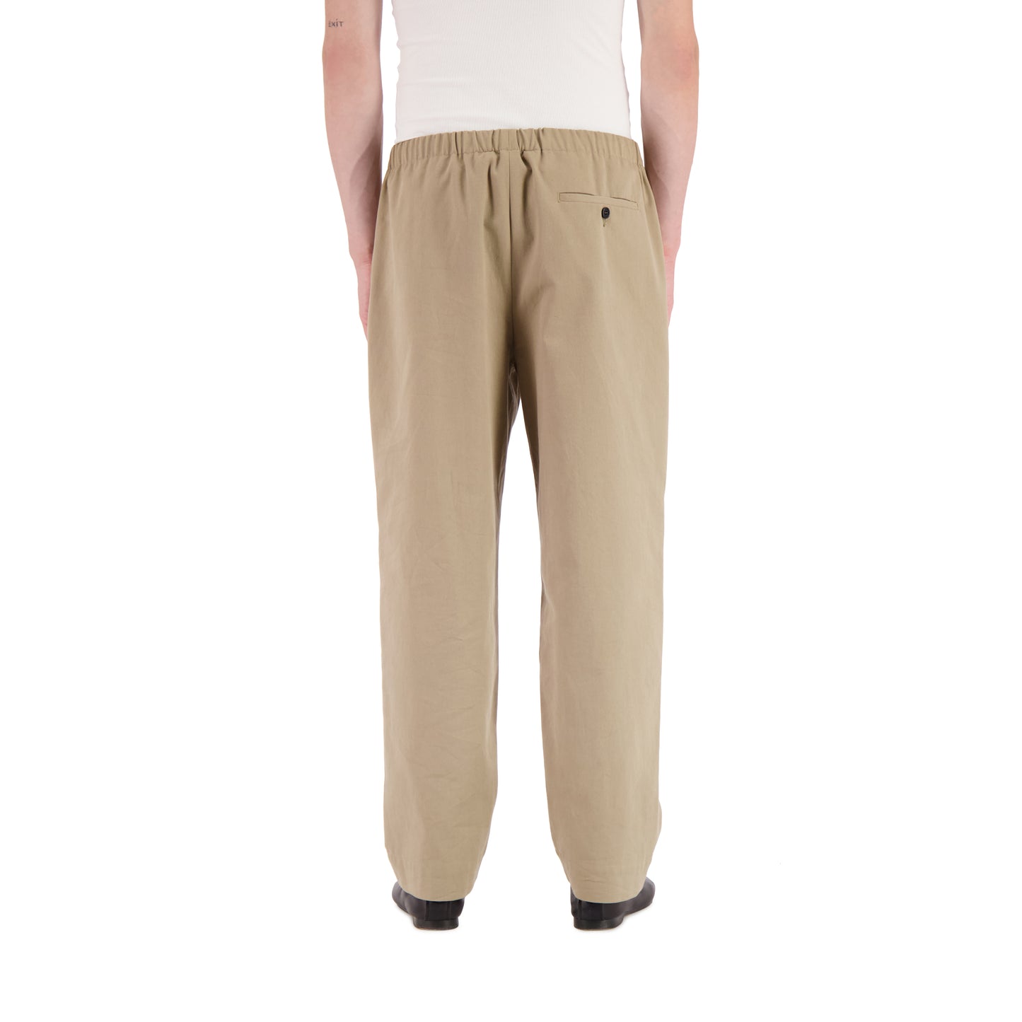 Ed Unlined Mid Weight Cotton Drawstring Trousers Beige