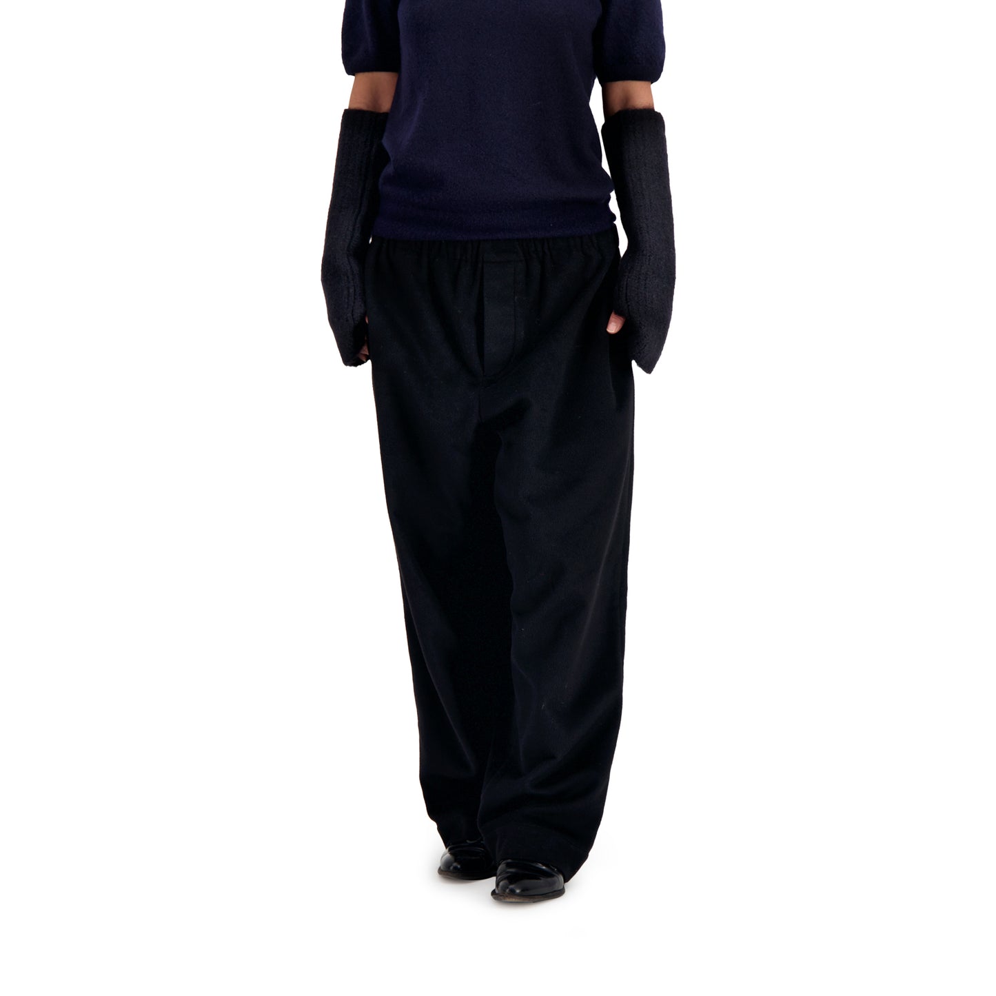 Ed Unlined Cashmere Drawstring Trousers Black