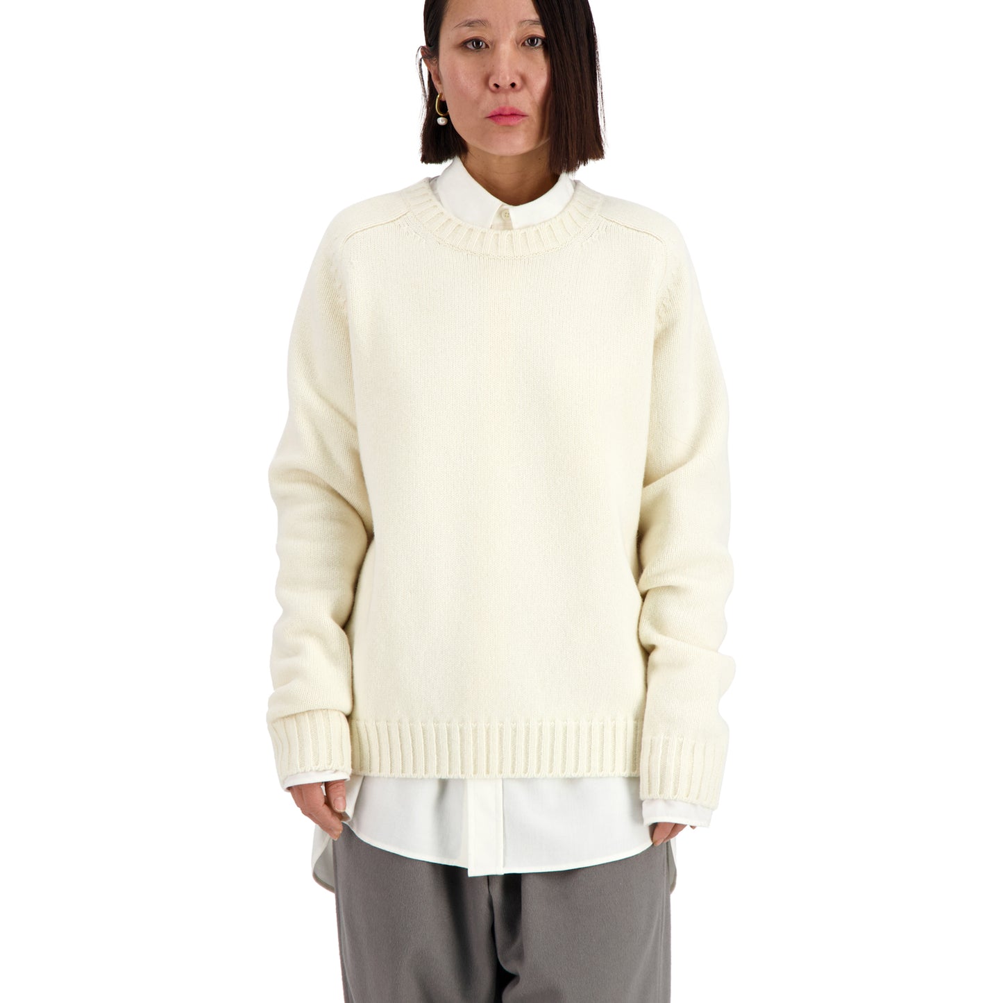 Jack Crew Neck Shetland Wool Sweater Natural White