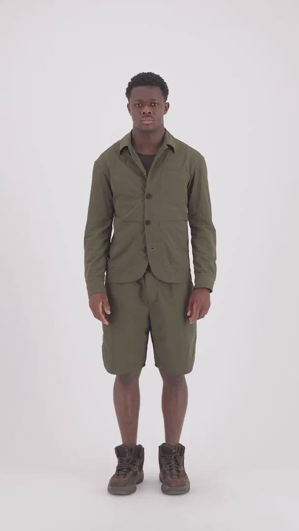 Julian Selflined Nylon Shirt Jacket Dark Khaki Brown – Meta