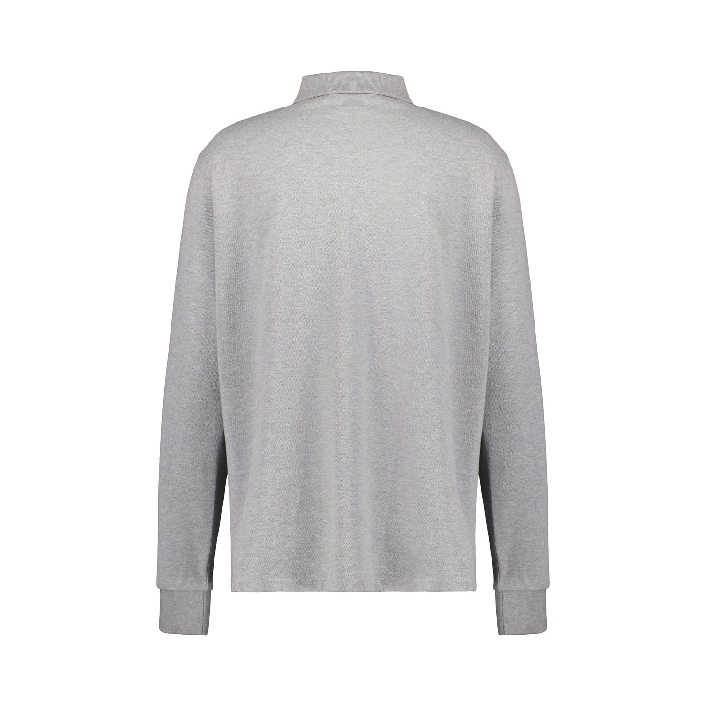 Frank Long Sleeve Jersey Cotton Piquet Polo Grey Melange