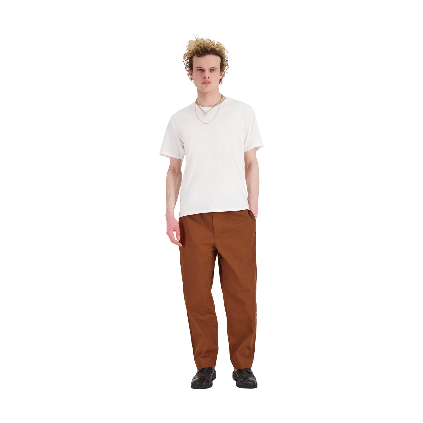 Ed Unlined Drawstring Trousers Rust Brown
