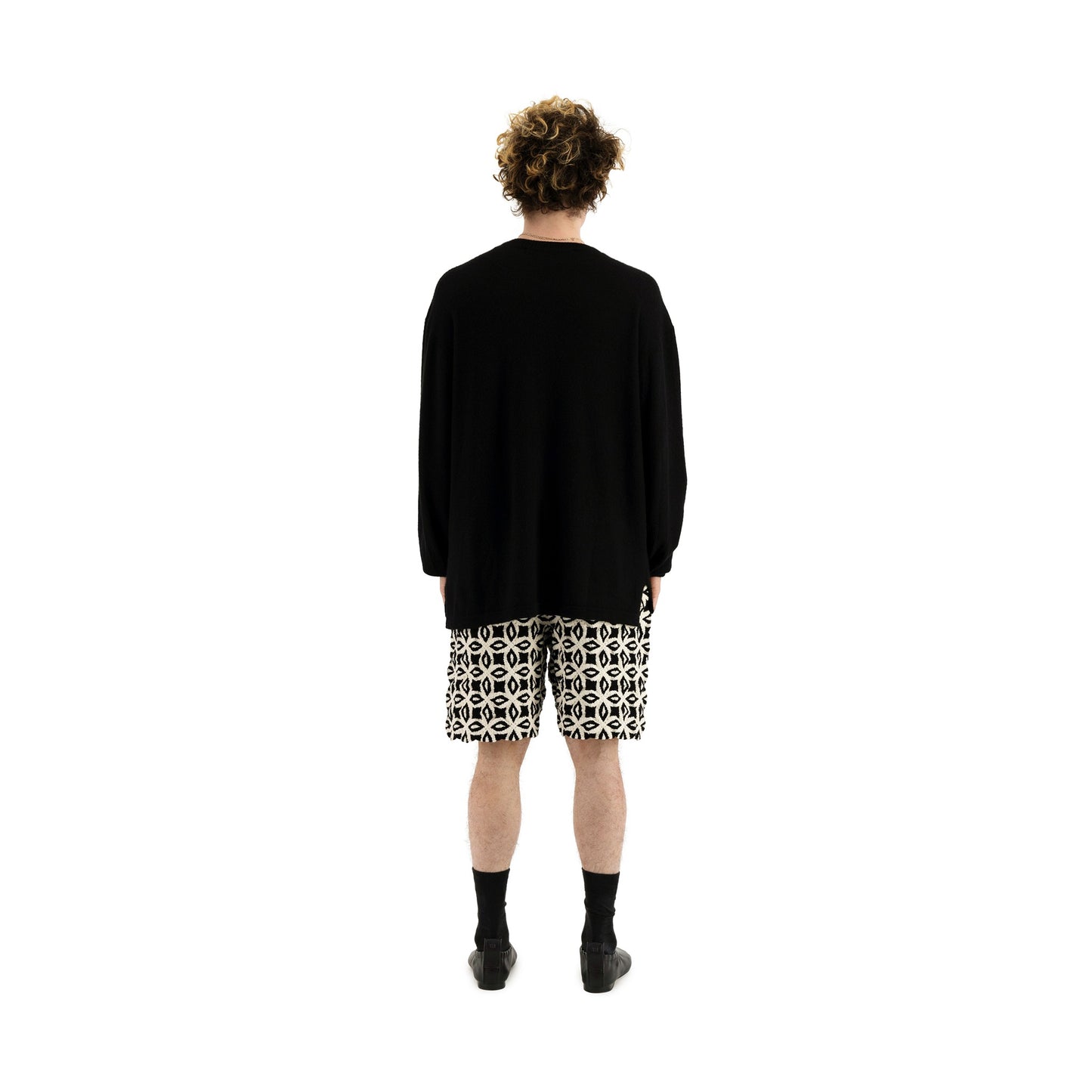 Ed Unlined Meta Crochet Drawstring Shorts Black&White