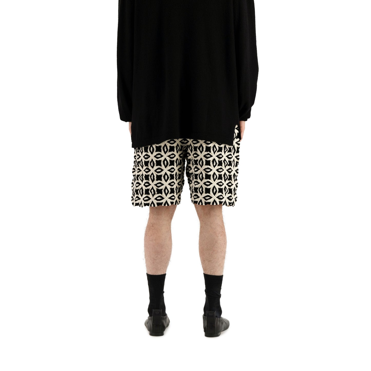 Ed Unlined Meta Crochet Drawstring Shorts Black&White