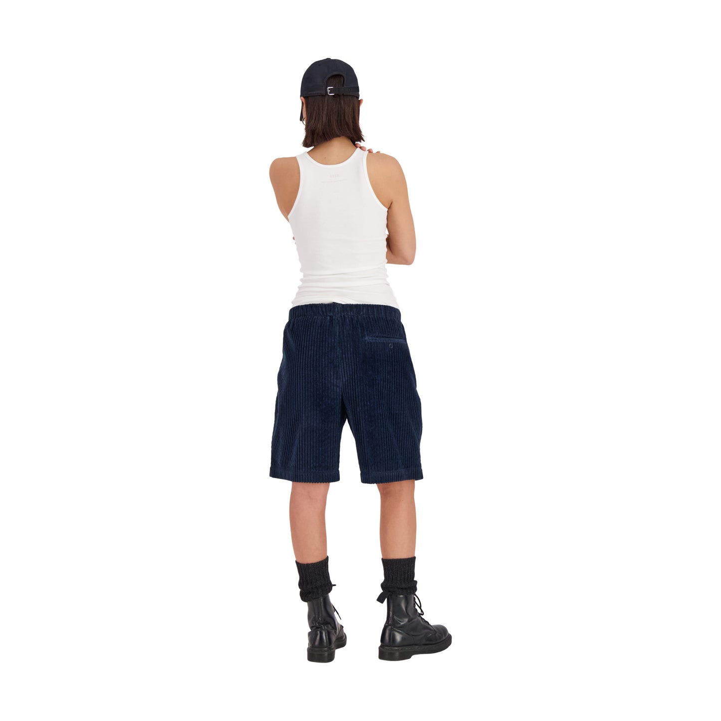 Ed Unlined Exaggerated Cotton Corduroy Drawstring Shorts Midnight Blue
