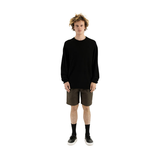 Neil Exaggerated Unlined Cotton Drawstring Shorts Dark Khaki Brown