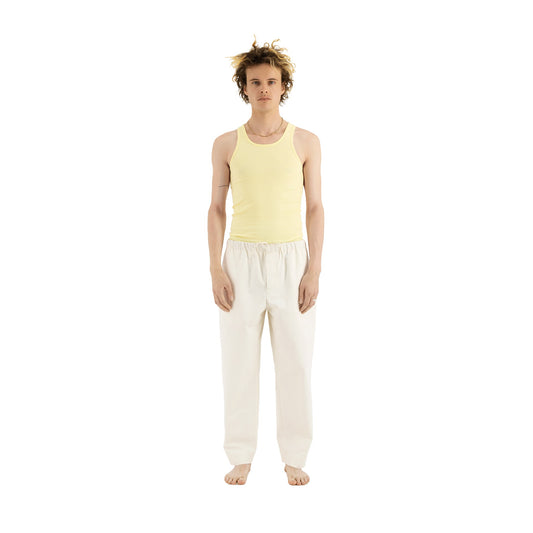Ed Unlined Heavy Cotton Drawstring Trousers Natural White