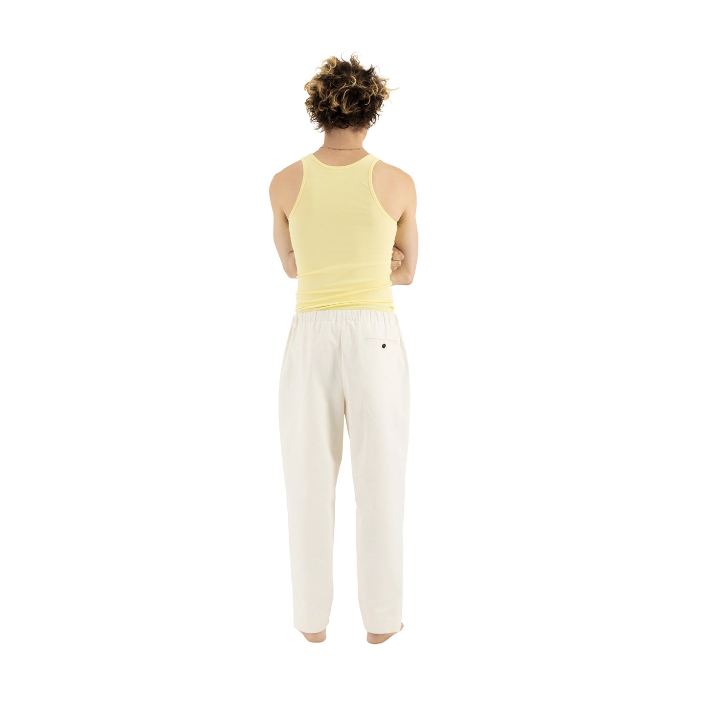 Ed Unlined Heavy Cotton Drawstring Trousers Natural White