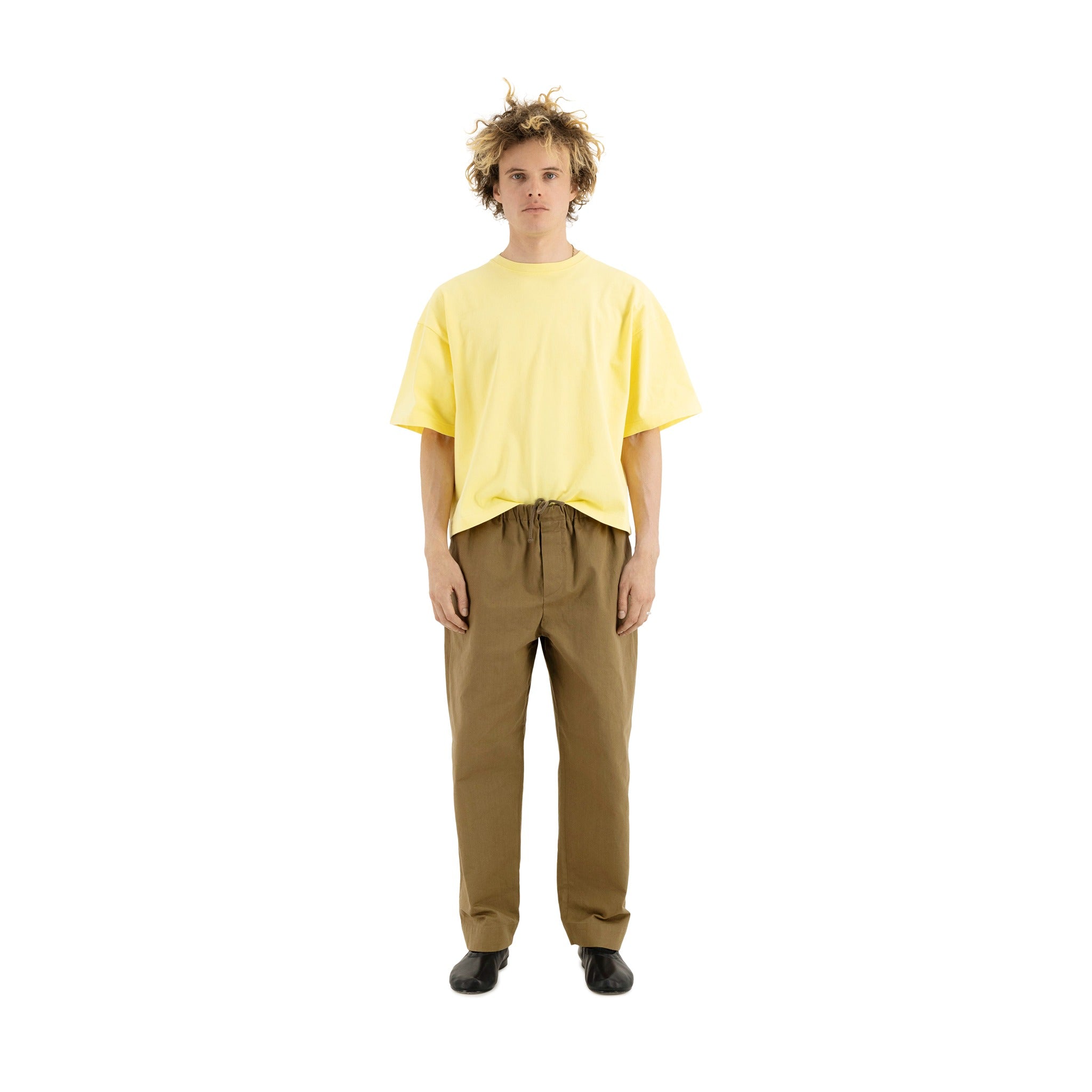 Relaxed Fit Cotton drawstring trousers - Cream - Men | H&M IN