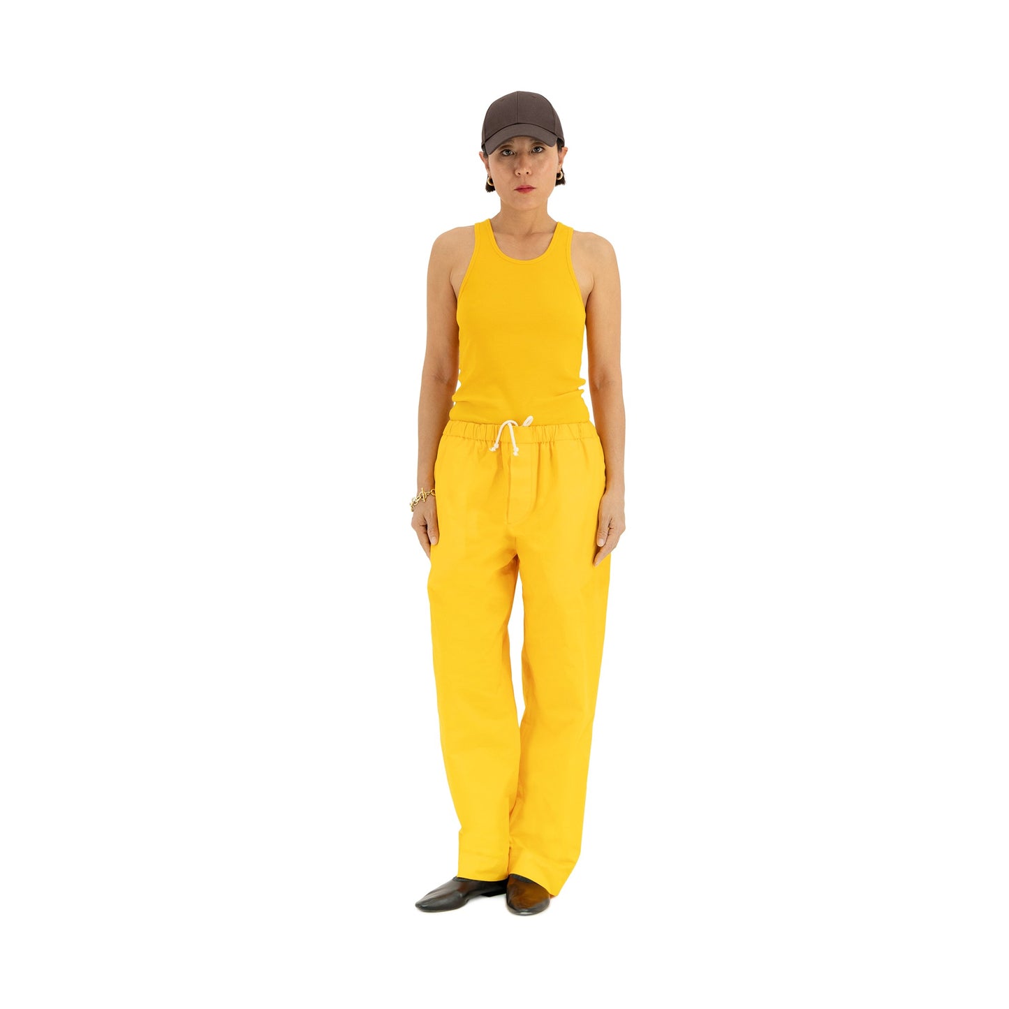 Ed Unlined Cotton Drawstring Trousers Sun Orange