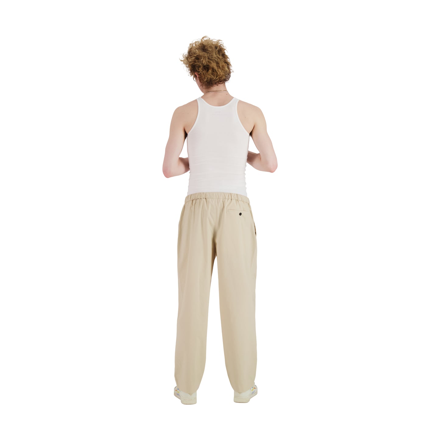 Ed Unlined Cotton Drawstring Trousers Beige
