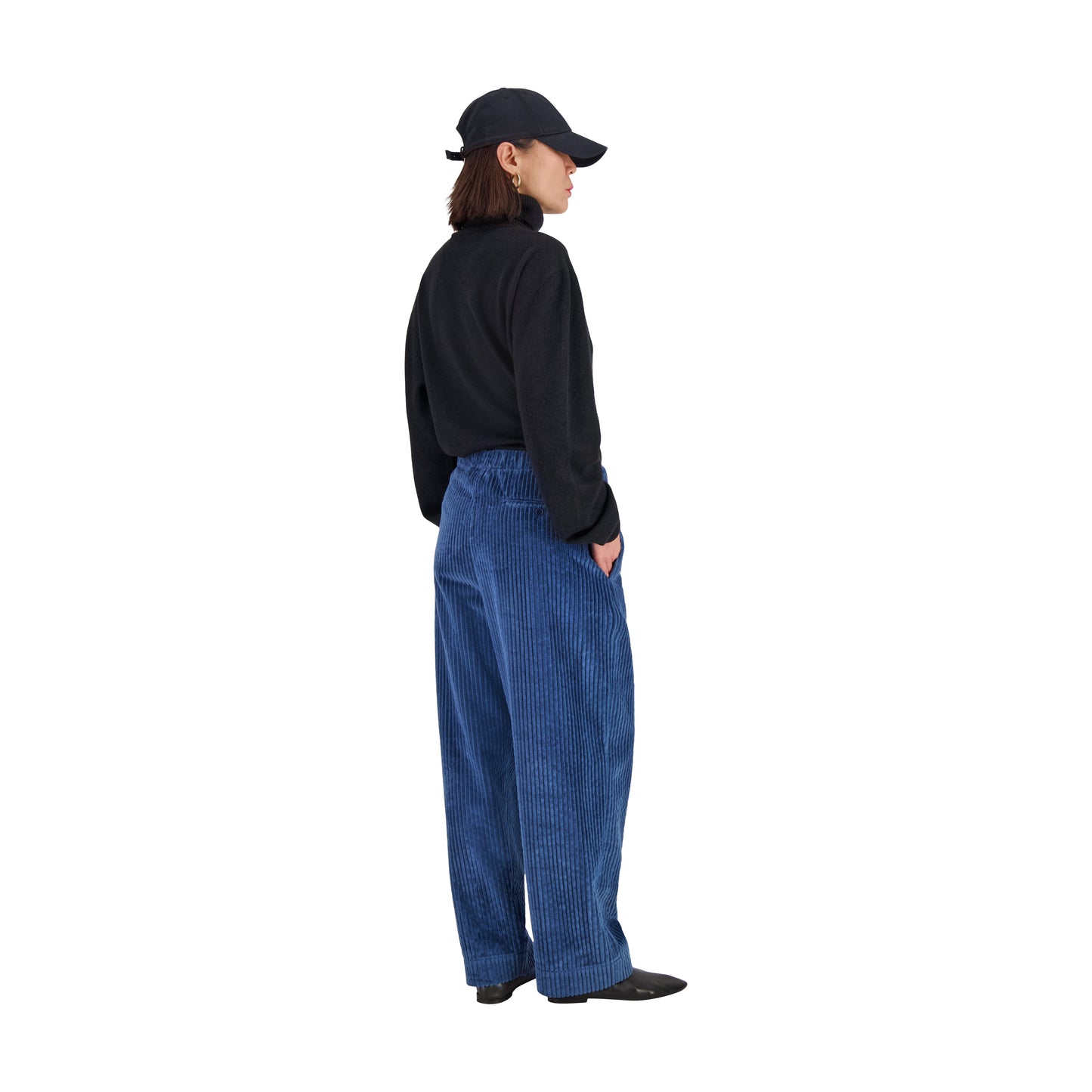 Ed Unlined Exaggerated Cotton Corduroy Drawstring Trousers Airforce Blue