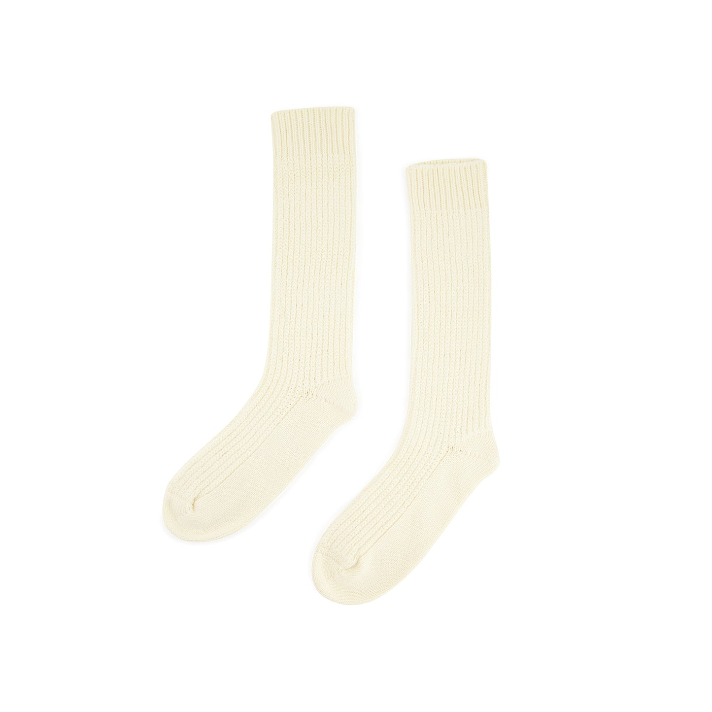 Michel Exaggerated Rib Cotton Socks Butter White