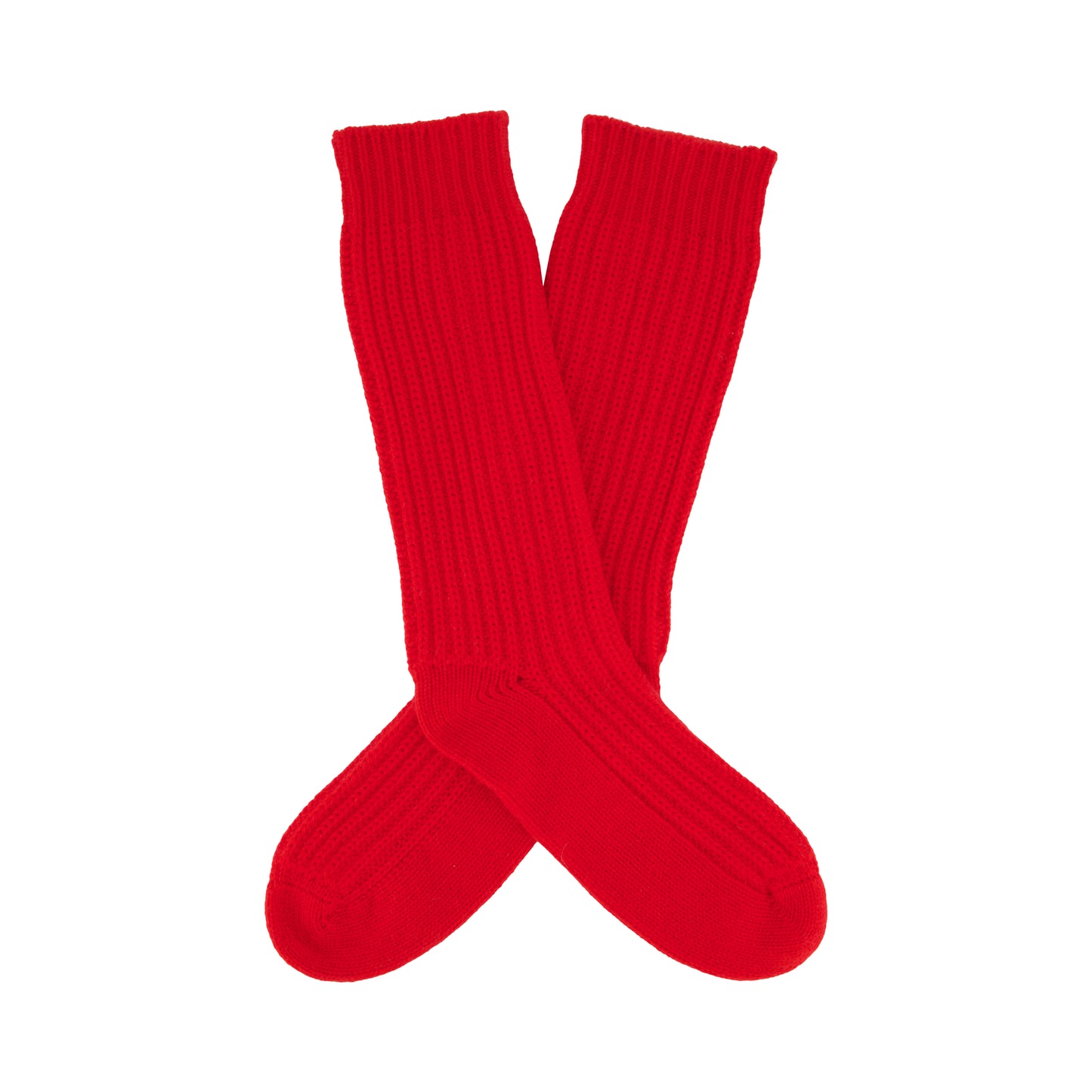 Michel Exaggerated Rib Cashmere Socks Poppy Red