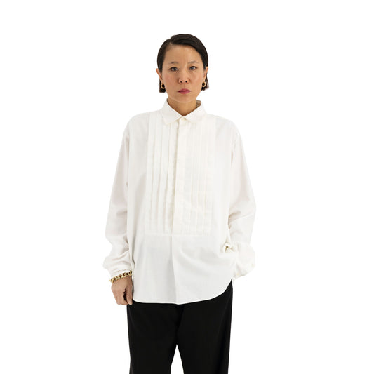 Lee Unlined Tuxedo Cotton Cashmere Shirt White