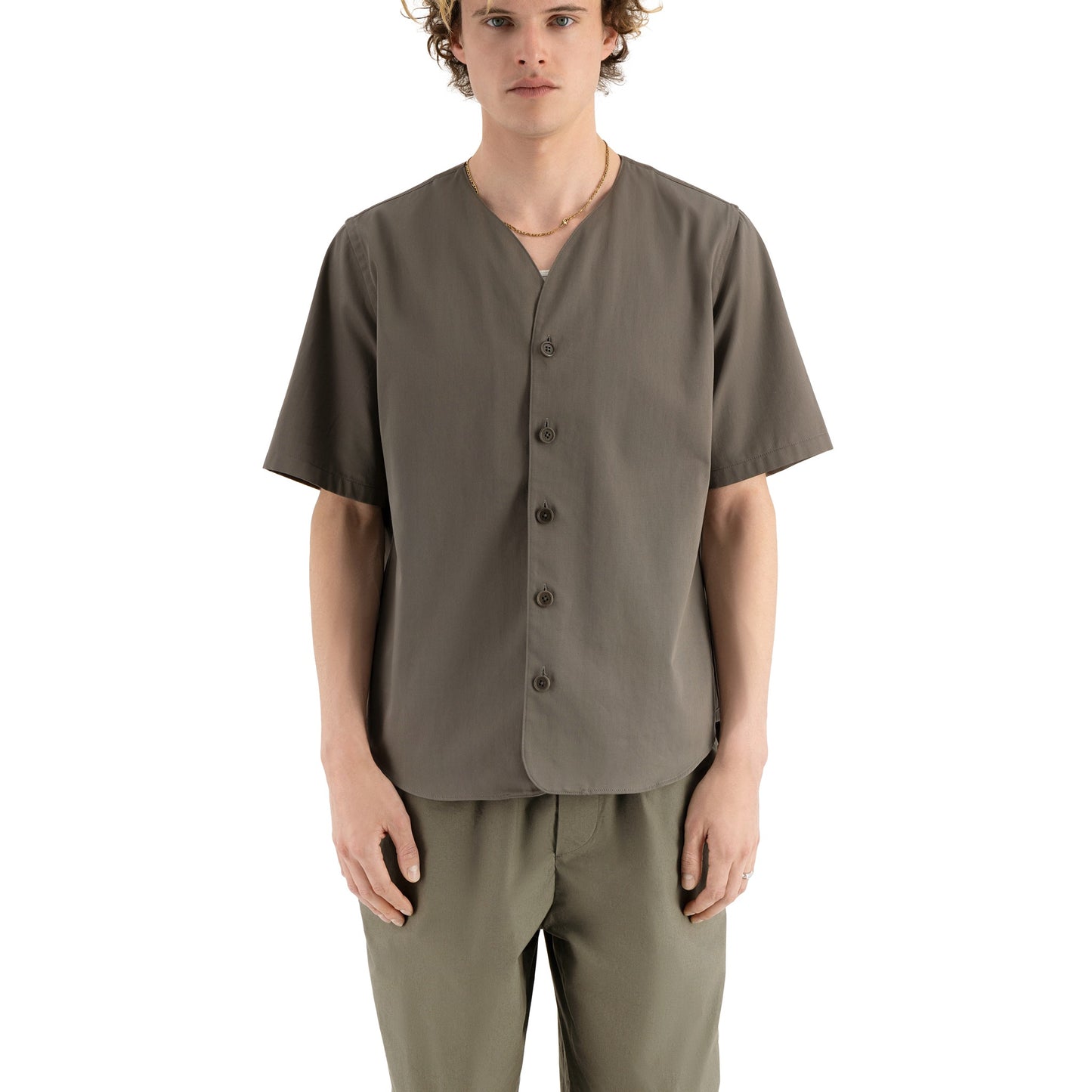 Mike Short Sleeve Cotton Baseball Shirt Weimaraner Grey
