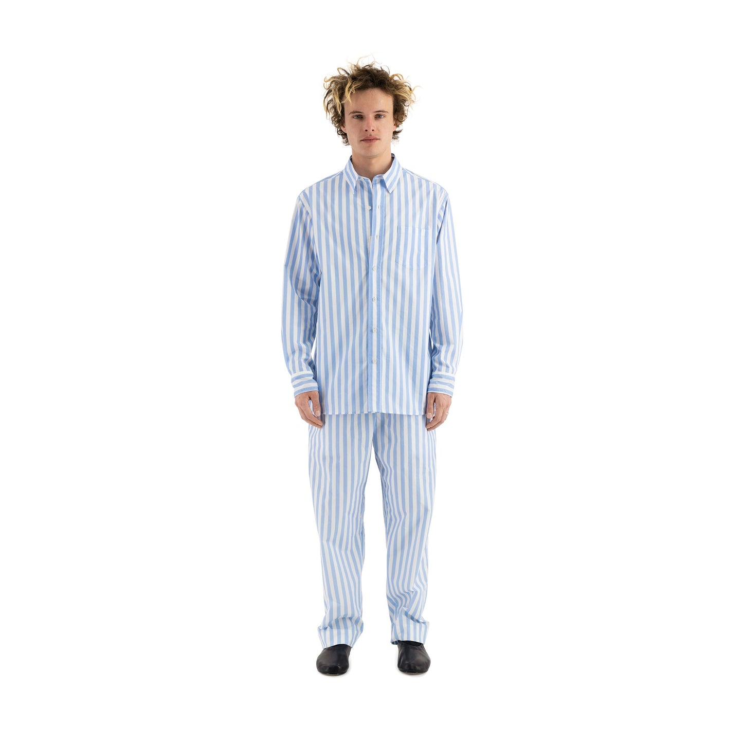 Pablo Exaggerated Unlined Shirt Light Blue Stripe