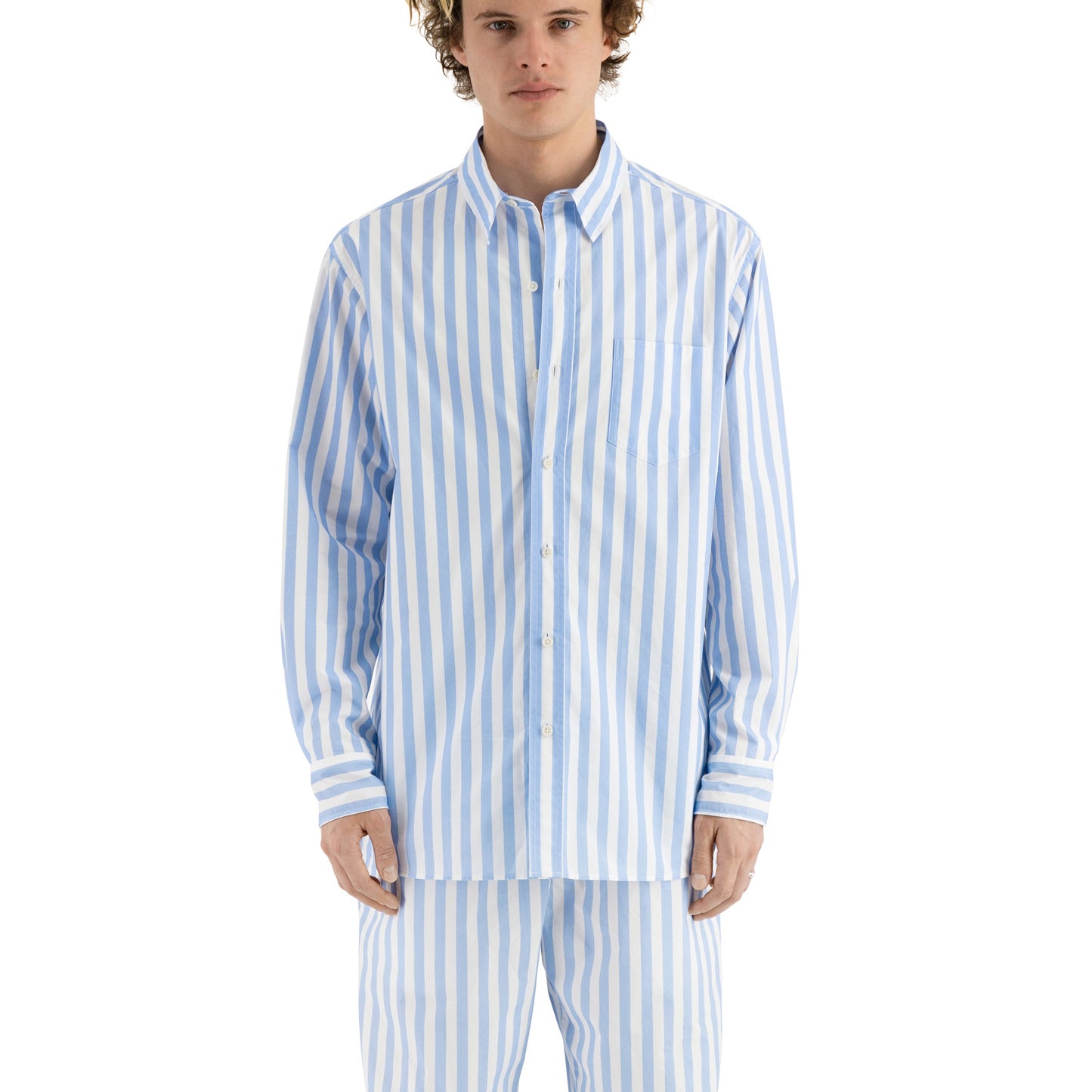 Pablo Exaggerated Unlined Shirt Light Blue Stripe